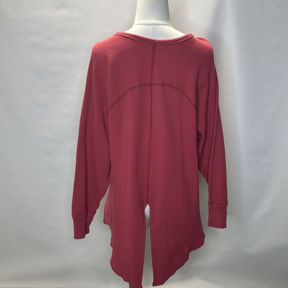 We The Free Amelia Split Back Thermal Top Shirt Womens Size Large Washed Red - Picture 5 of 14